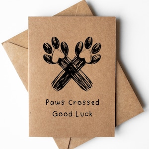 Tarjeta de buena suerte con patas cruzadas, linda tarjeta de buena suerte, tarjeta de buena suerte kraft, tarjeta de buena suerte pastel, tarjeta de buena suerte para perros, tarjeta de buena suerte para gatos