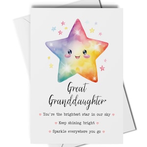 Carte arrière-petite-fille vous êtes une star ou impression d'art, carte arrière-petite-fille bien faite, cadeau sentimental des arrière-grands-parents