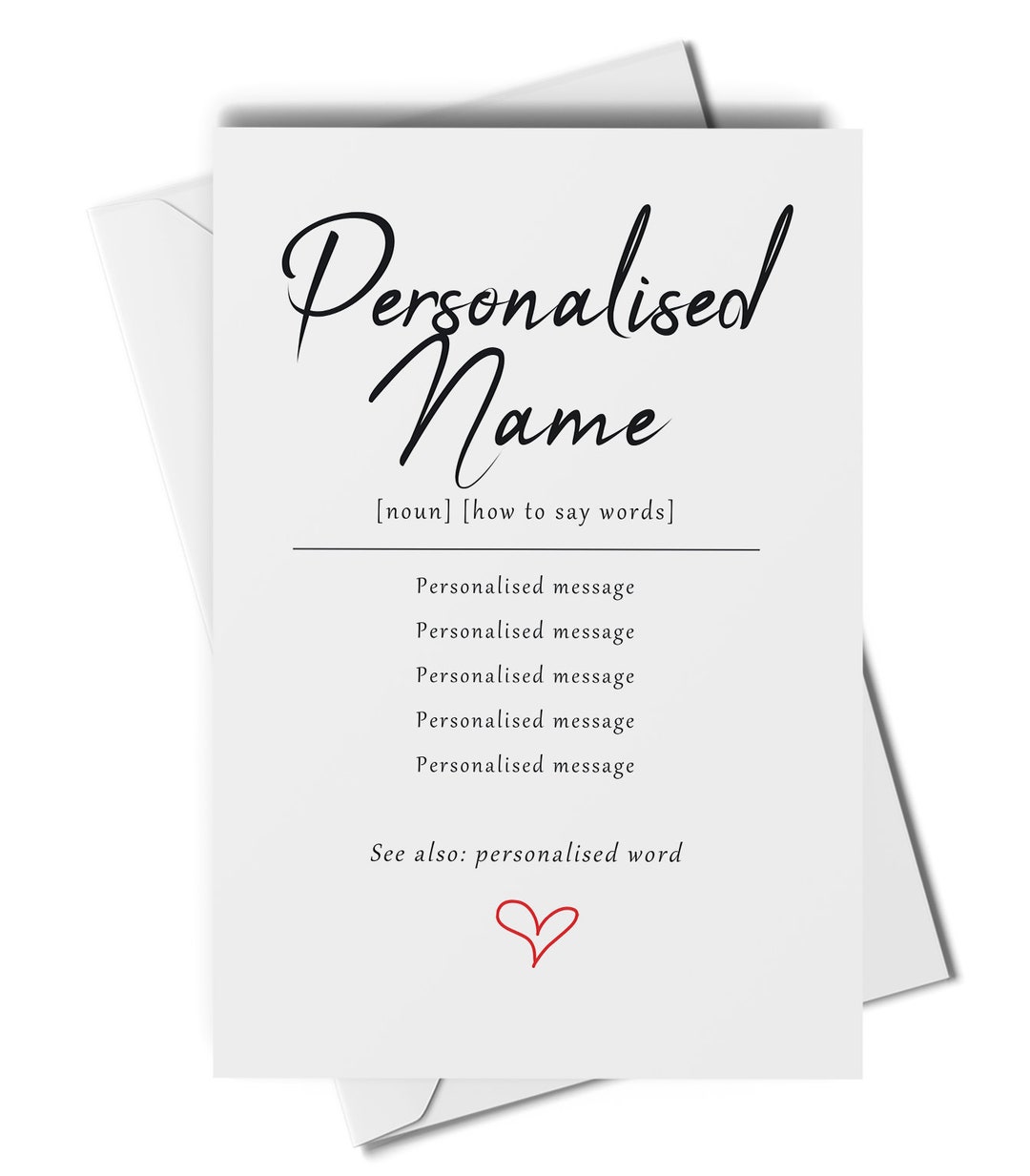 Make Your Own Definition Card, Personalised Definition Card, Fully