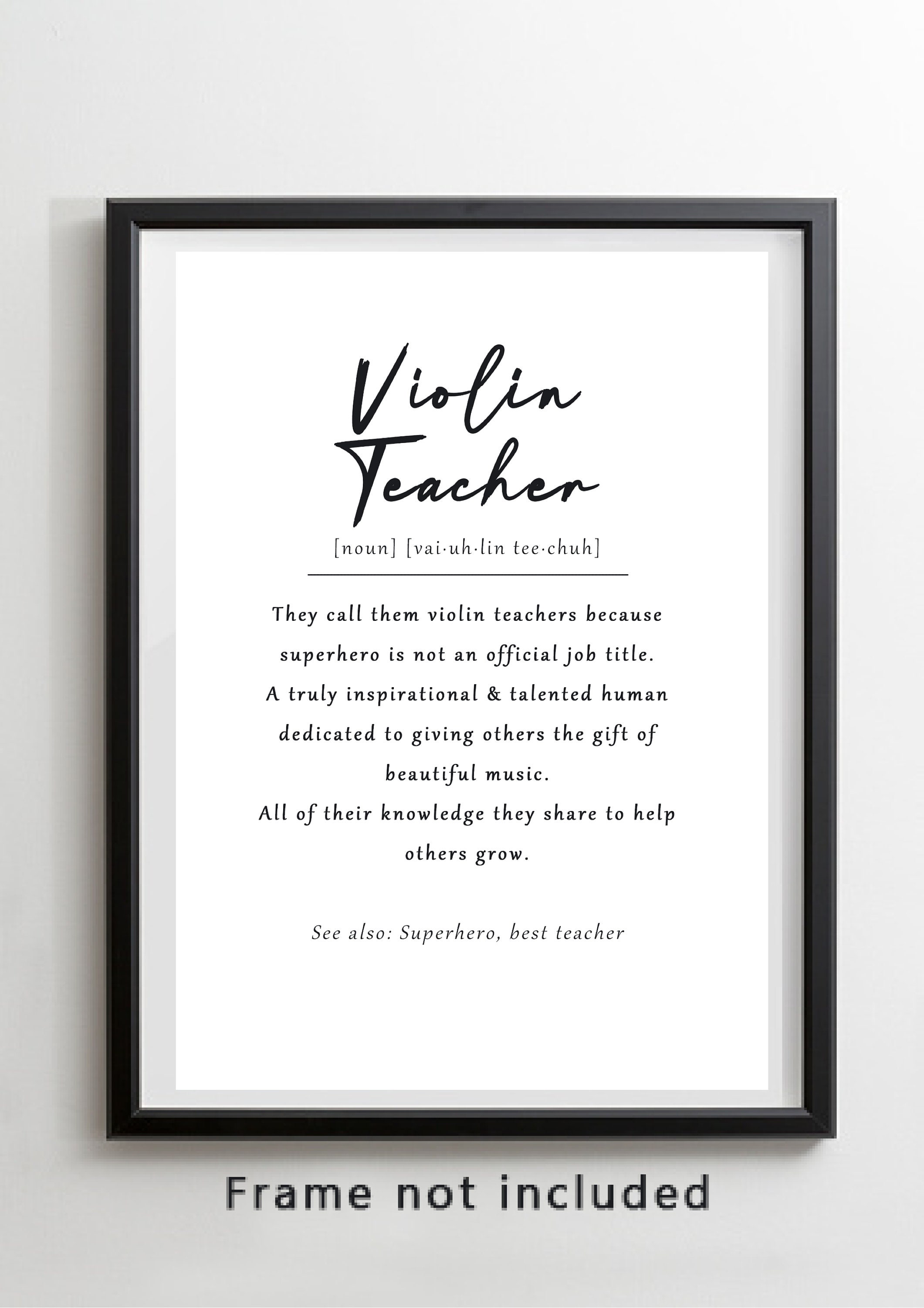 Violin Teacher Definition Print Violin Tutor Gift Violin Etsy