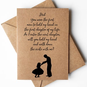 Carte Papa, allez-vous m'accompagner dans l'allée, père de la mariée, carte de proposition de papa, carte de mariage, cadeau de papa de la mariée, carte de proposition de mariage