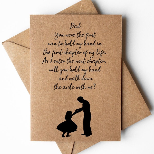 Dad Will you walk me down the aisle card, Father of the bride, dad proposal card, wedding card, dad of the bride gift, wedding proposal card