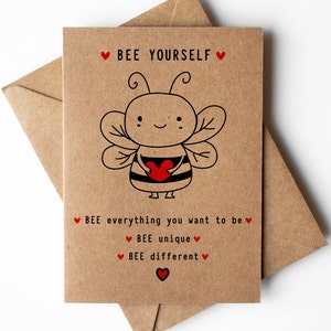 Carte abeille ou impression d'art, carte abeille inspirante, carte abeille motivante, carte abeille porte-bonheur, cadeau pour amateur d'abeilles, cadeau citations inspirantes