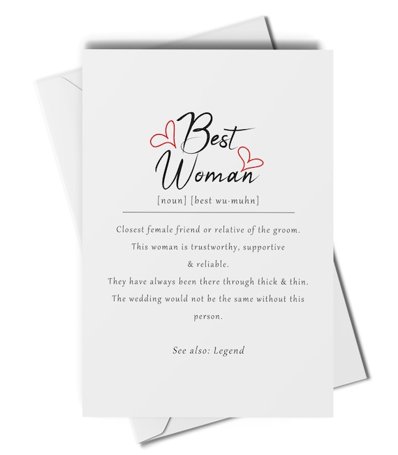 Best Woman Definition Card, Best Woman Gift, Wedding Favours, Thank You Best  Woman Card, Best Woman Present, Thank You Wedding Gift 