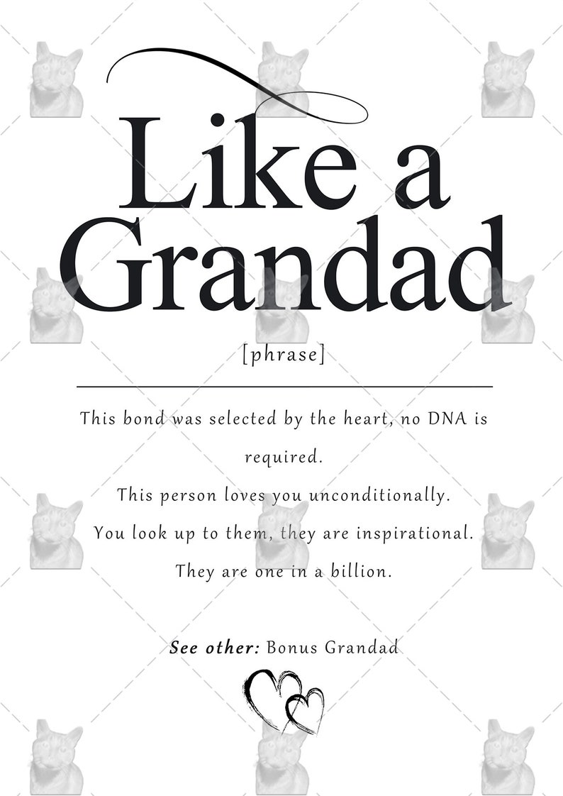 Like a grandad definition art print, gift for unbiological grandad, bonus grandad gift, stepgrandad gift, like a grandad home decor image 2