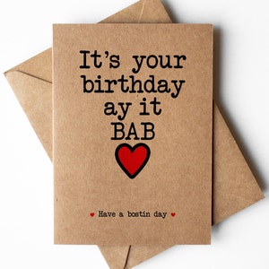 Tarjeta de feliz cumpleaños de Black Country, tarjeta de feliz cumpleaños para bebés, tarjeta de jerga de Black Country, tarjeta para que tengas un buen día en Boston, dialecto de Black Country