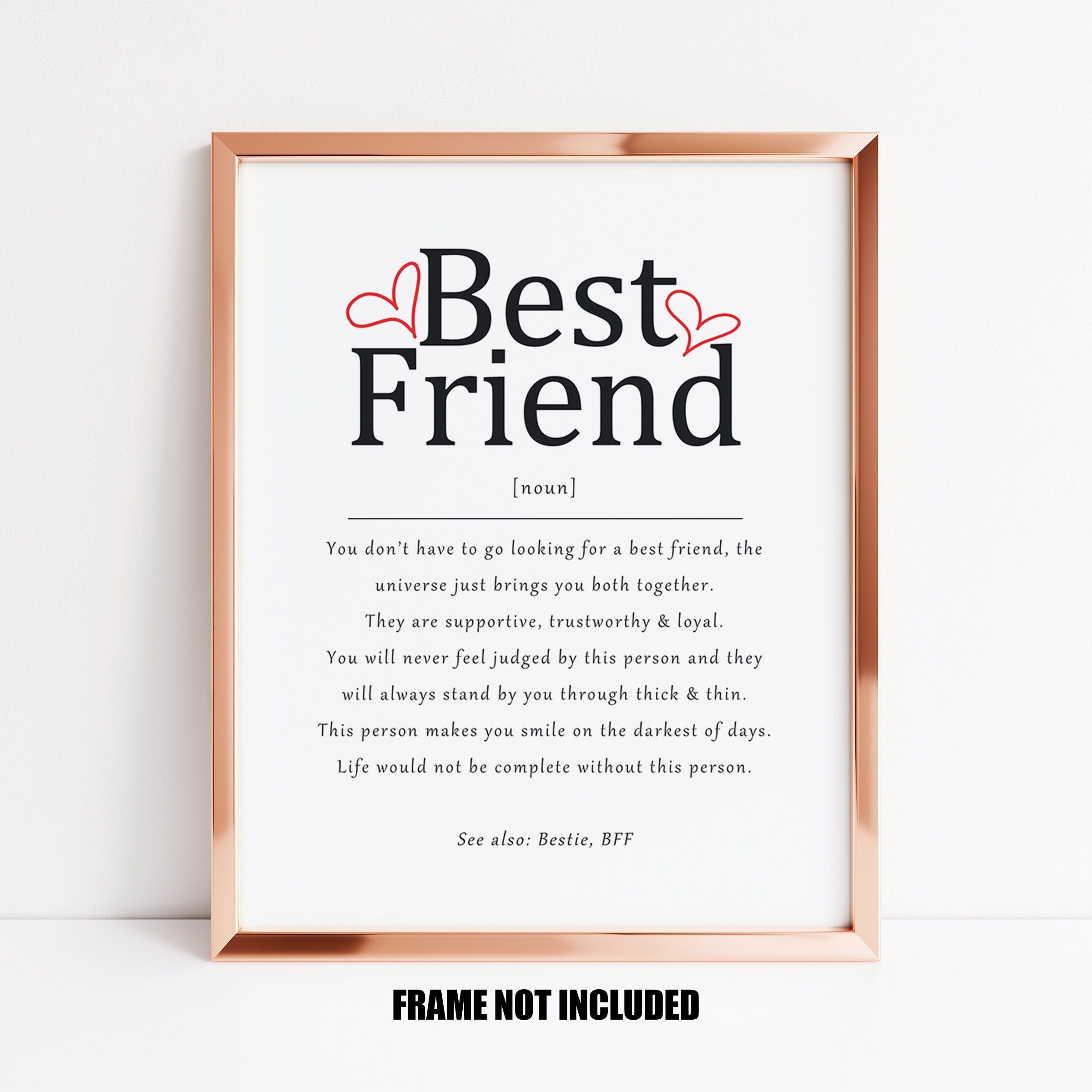 Best Friend Definition Art Print, Gift for Best Friend, Gift for