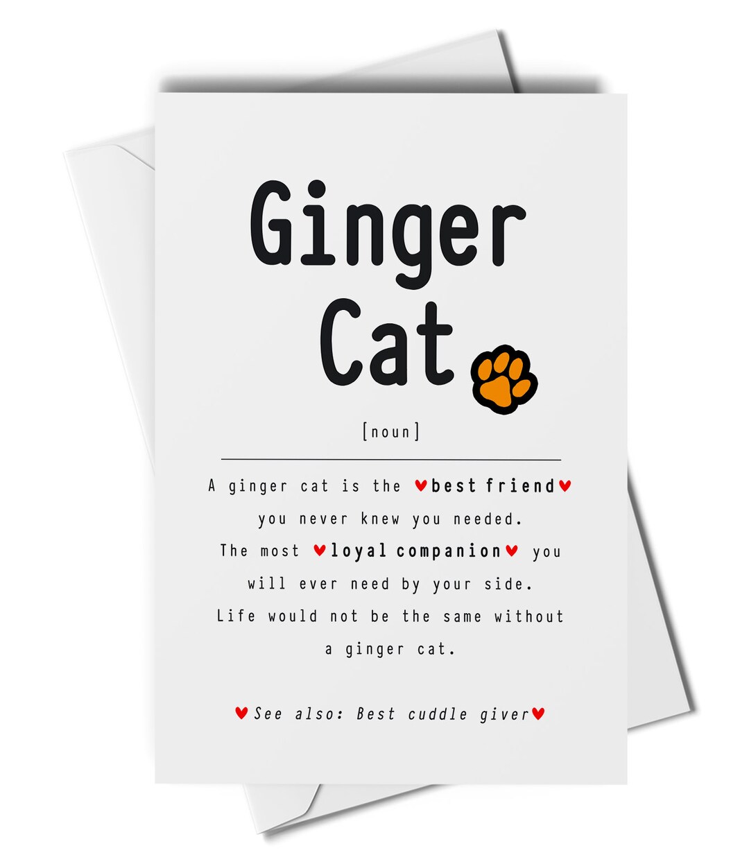 Ginger Cat Definition Card or Art Print, Gift for Ginger Cat Owner, New