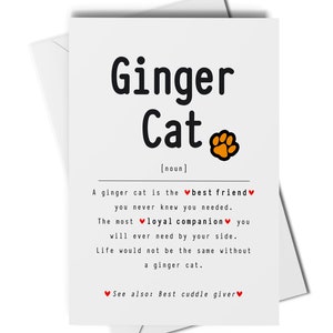 Tarjeta o impresión artística con la definición de gato pelirrojo, regalo para el dueño de un gato pelirrojo, regalo nuevo de gato pelirrojo, recuerdo de gato pelirrojo, regalo de gato naranja