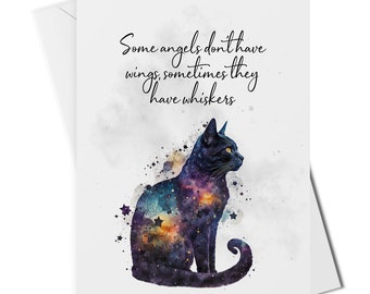 Tarjeta de ángel gato, algunos ángeles no tienen alas, a veces tienen bigotes, tarjeta de gato con simpatía, tarjeta de recuerdo de gato, tarjeta de pérdida de gato