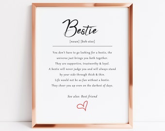 Bestie definition art print, bestie gift, thank you bestie gift, bestie birthday gift, appreciation gift for bestie, gift for best friend