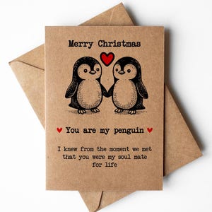 Eres mi pingüino, tarjeta de Navidad, tarjeta de Navidad de pingüino, tarjeta de Navidad para novio, tarjeta de Navidad para novia, tarjeta de Navidad de alma gemela