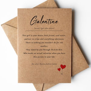 Tarjeta de definición de Galentine, tarjeta de amistad, tarjeta del día de Galentine, tarjeta para el mejor amigo, tarjeta para la mejor amiga, regalo para Galentine, regalo de amistad