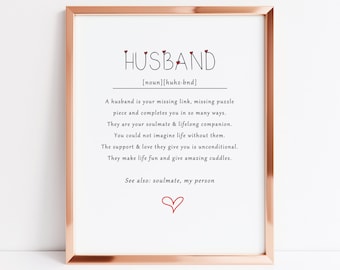 Husband definition art print, gift for husband, anniversary gift for husband, best husband gift, loving husband gift, husband birthday gift