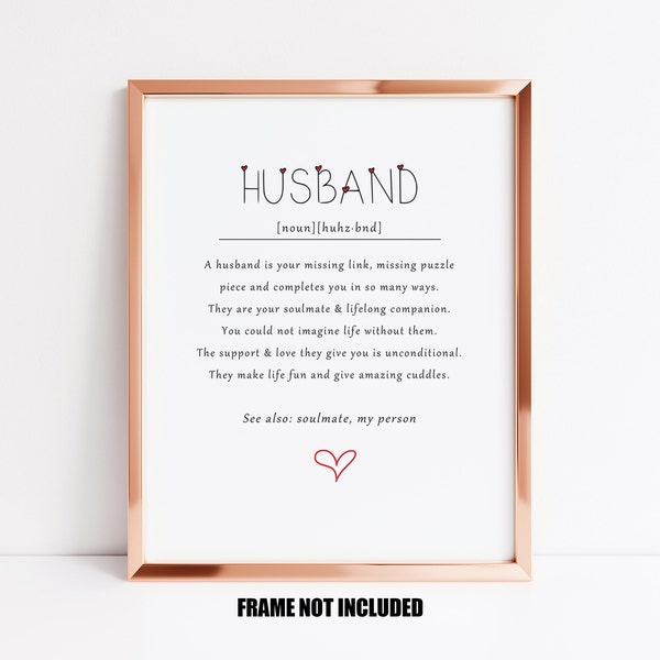 Husband definition art print, gift for husband, anniversary gift for husband, best husband gift, loving husband gift, husband birthday gift