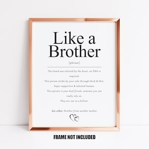 Impression d'art définition comme un frère, cadeau comme un frère, frère d'une autre mère, cadeau pour beau-frère, cadeau pour meilleur ami masculin