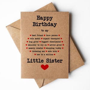 Tarjeta de feliz cumpleaños para hermana pequeña, tarjeta de cumpleaños para hermana, tarjeta de cumpleaños para hermana menor, tarjeta de cumpleaños para hermana pequeña, tarjeta de cumpleaños para amiga en hermana