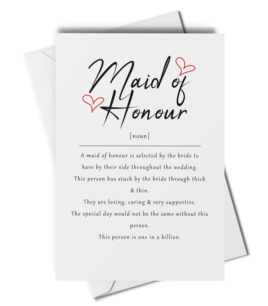 Buy Maid of Honour Definition Card, Maid of Honour Wedding Favour, Bridal  Party Card, Chief Bridesmaid Card, Thank You Maid of Honour Card Online in