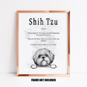 Impresión artística de definición de Shih Tzu o tarjeta de felicitación, Regalo de propietarios de Shih Tzu, Regalo de amantes de Shih Tzu, Tarjeta de cumpleaños de Shih Tzu, Decoración del hogar de Shih Tzu