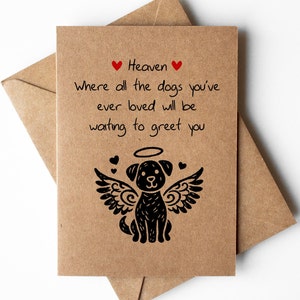 Tarjeta del cielo del perro, tarjeta de simpatía del perro, tarjeta de recuerdo del perro, tarjeta de duelo del perro, pérdida de mascotas, ángel del perro, tarjeta de simpatía de la mascota, tarjeta del perro en el cielo