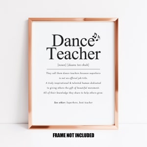 Impression de définition de professeur de danse, cadeau de professeur de danse, cadeau de professeur de danse, cadeau de professeur de danse de remerciement, cadeau de professeur de danse, art de studio de danse