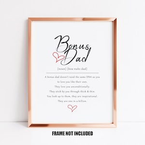 Bonus dad definition art print, gift for bonus dad, like a dad gift, thank you gift for stepfather/stepdad, adoptive dad gift, second dad