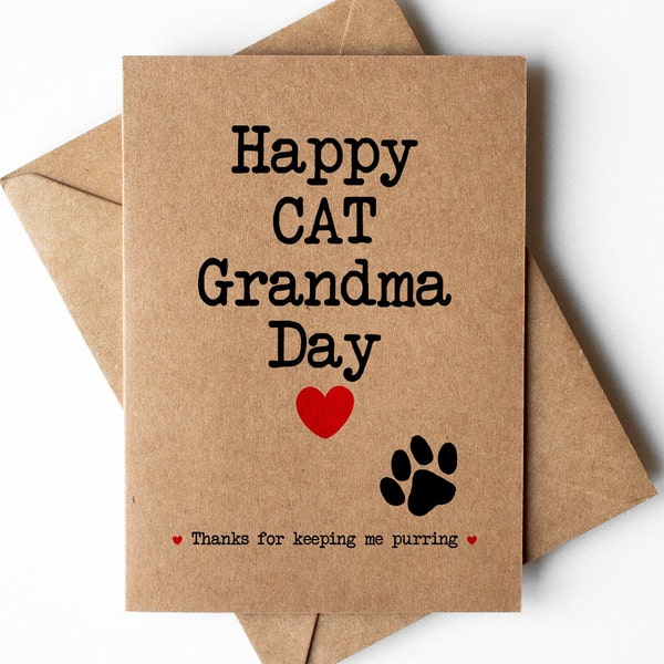 Happy cat grandma day card, grandma day card from the cat, cat grandma appreciation, card from the cat to grandma, card from cat grandchild