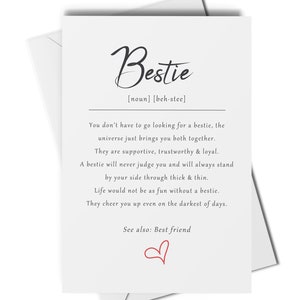 Tarjeta de definición de mejor amiga, regalo de mejor amiga, tarjeta de agradecimiento de mejor amiga, tarjeta de feliz cumpleaños de mejor amiga, tarjeta de mejor amiga para todas las ocasiones, tarjeta para mejor amiga