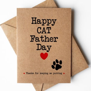 Carte de fête des pères avec chat heureux, carte de fête des pères du chat, appréciation de papa chat, carte de chat à papa, carte de bébé fourrure, cartes d'animal de compagnie