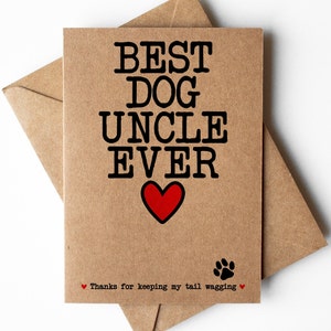 Tarjeta para el tío del perro, tarjeta del perro a su tío, tarjetas del perro, tarjeta de cumpleaños del tío del perro, tarjeta de agradecimiento del tío del perro, tarjeta para el cuidador del perro