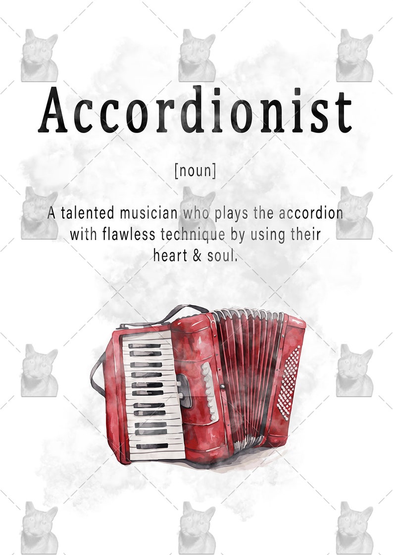 Accordionist Definition Art Print Gift for Accordion Player Etsy