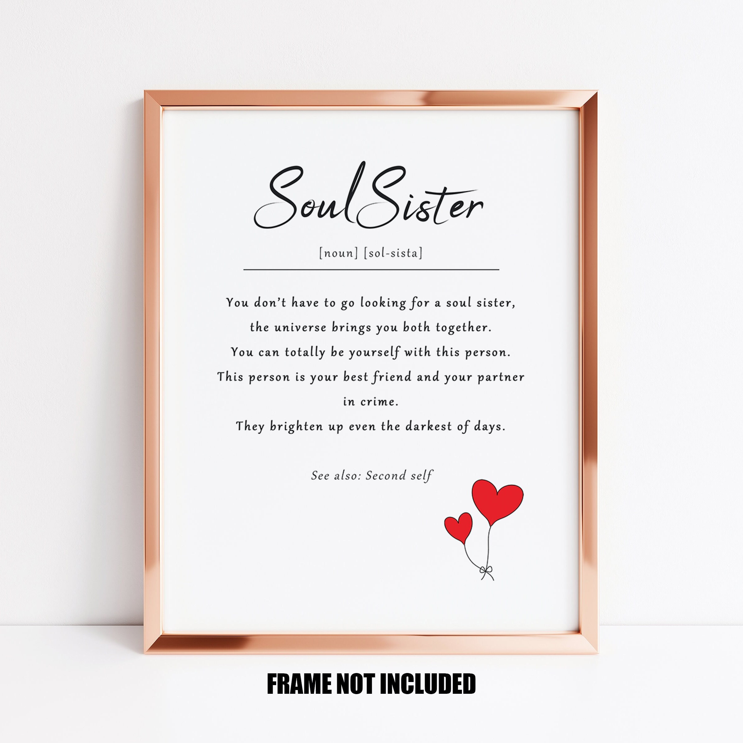 SOUL SISTER 6冊セット Soul Sister Definition Print – Thoughtful Gift for Best Friends