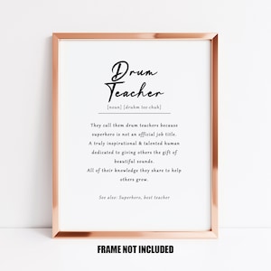 Drum teacher definition print, drum teacher gift, drum tutor gift, music teacher gift, thank you drum teacher gift, student drummers gift