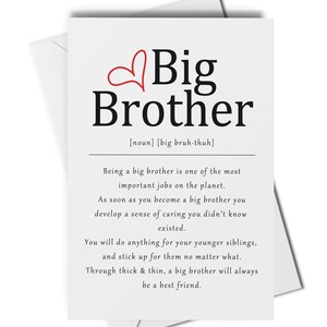 Carte de définition de grand frère, carte pour grand frère, carte de remerciement grand frère, carte d'anniversaire pour grand frère, faire-part de frère