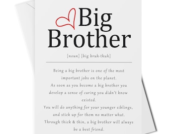 Big Brother Definition Card, Card for Big Brother to Be, Big