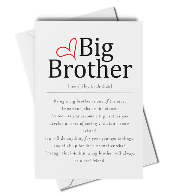 Big Brother Definition Card, Card for Big Brother to Be, Big