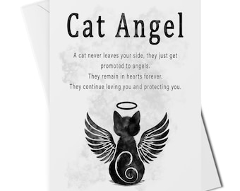 Cat angel card, cat loss, with sympathy cat card, pet loss card, cat bereavement card, pet memorial card, cat memorial card, cat card