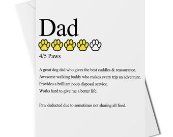 Dog dad card, card from the dog to dad, funny dog dad card, dog dad birthday card, dog dad thank you card, dog dad gift, dog dad review card