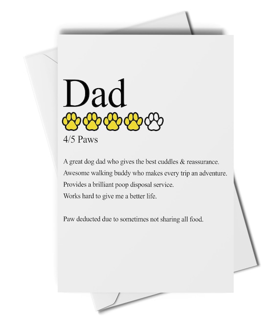 Dog dad card, card from the dog to dad, funny dog dad card, dog dad birthday card, dog dad thank you card, dog dad gift, dog dad review card