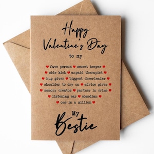 Linda tarjeta de San Valentín para mejores amigas, tarjeta de amistad, tarjeta del Día de Galentines, tarjeta del Día de San Valentín para mejores amigas, tarjeta de amor de amistad, BBF Valentine