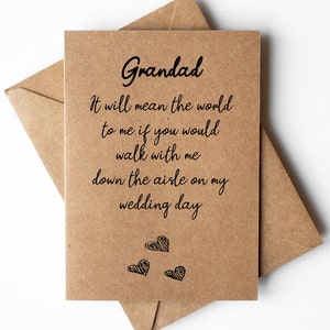 Carte Grand-père, allez-vous me guider dans l'allée, carte de proposition de grand-père, carte de grand-père de la mariée, carte de mariage de grand-père, demande en mariage