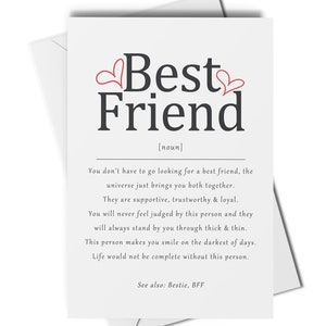 Carte de définition de meilleur ami, carte de meilleur ami pour toute occasion, appréciation du meilleur ami, carte de meilleur ami, carte de meilleur ami, carte d'anniversaire de meilleur ami