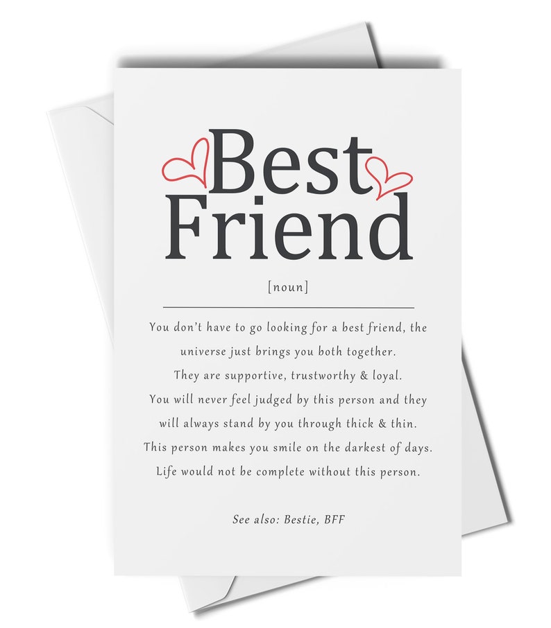 Carta di definizione del migliore amico, carta del migliore amico per ogni occasione, apprezzamento del migliore amico, carta bestie, carta bff, carta di compleanno del migliore amico immagine 1