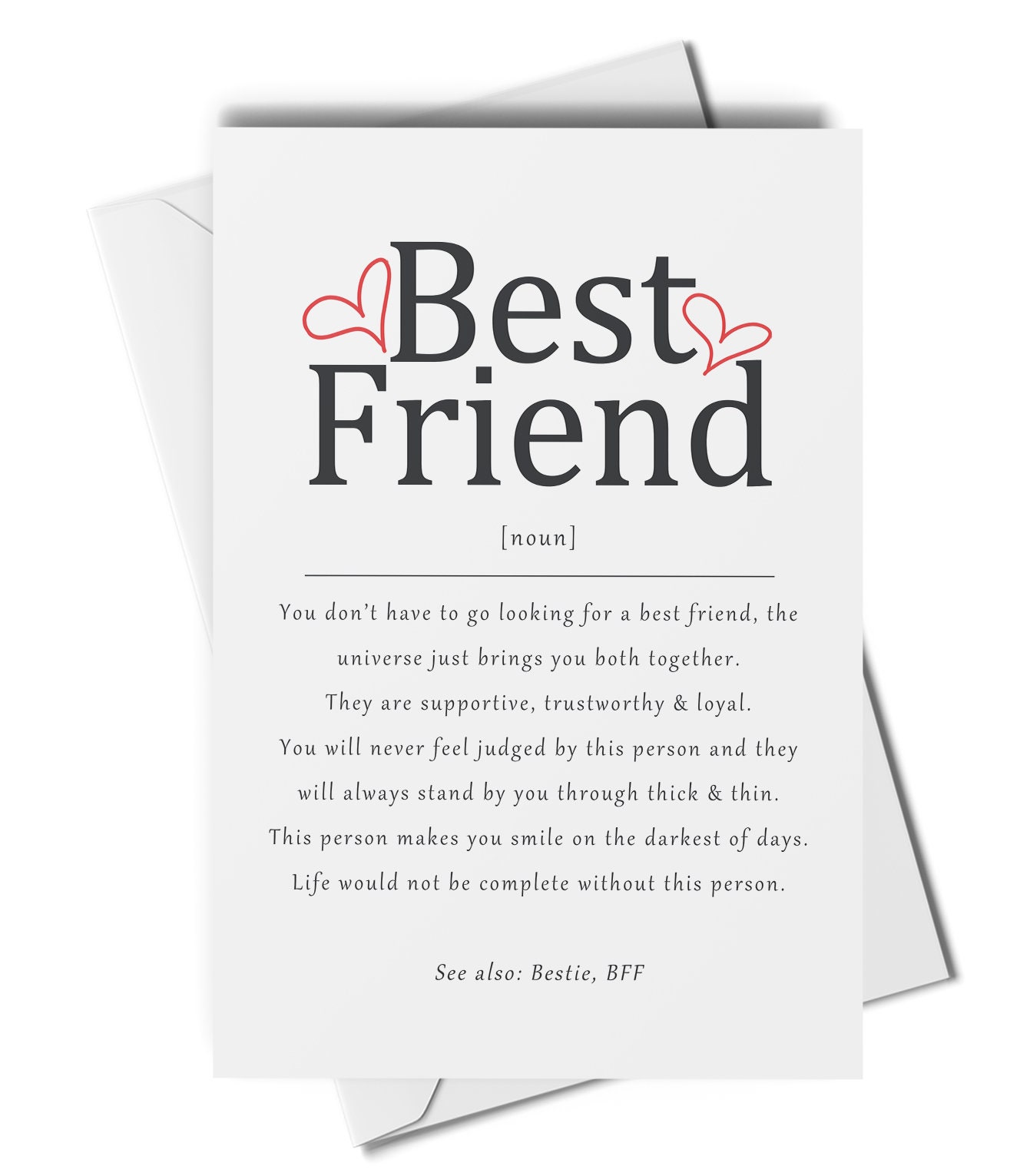 Best Friend Definition Card, Best Friend Card for Any Occasion