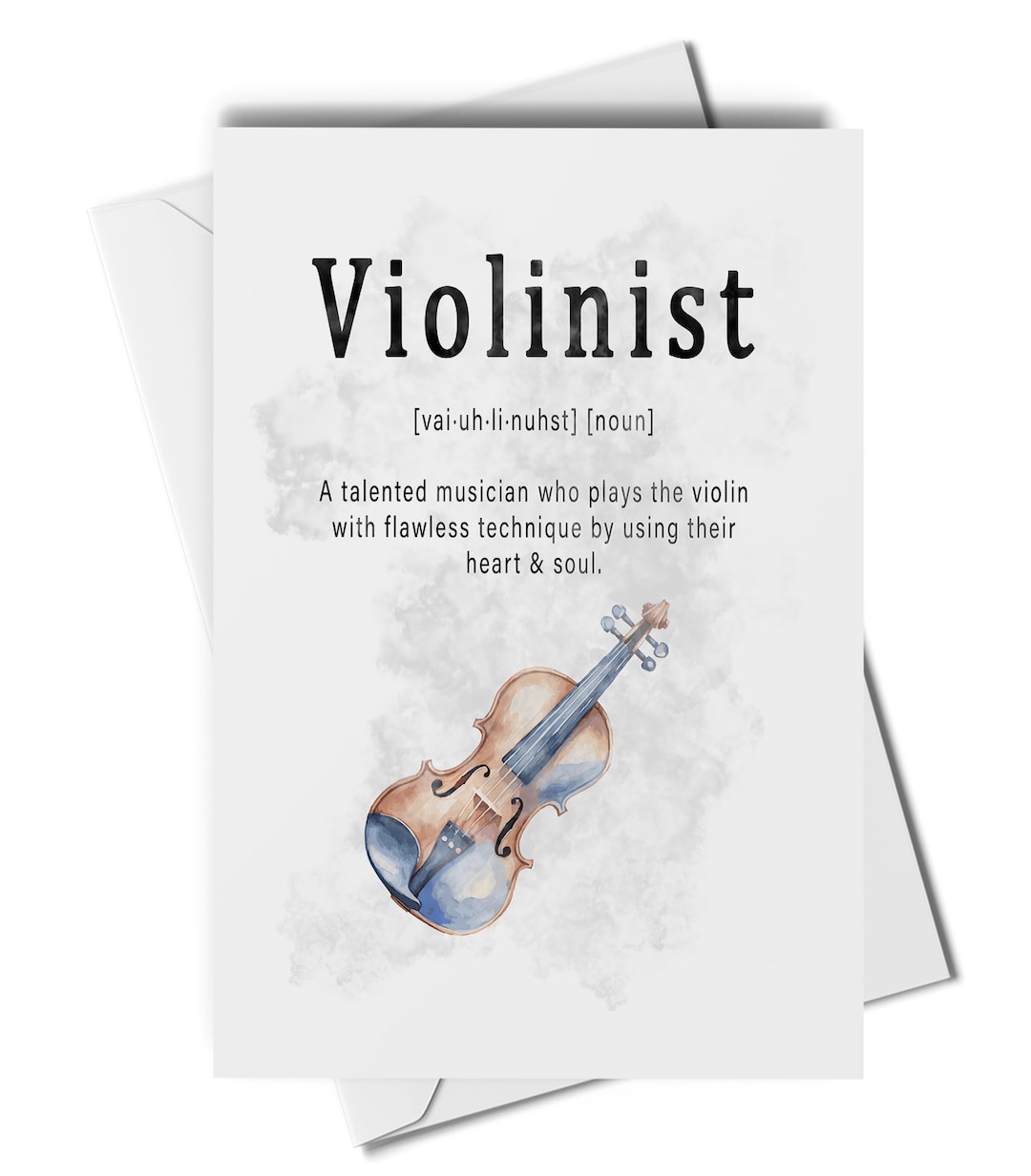 Violinist Definition Greetings Card, Card for Violin Player, Card for