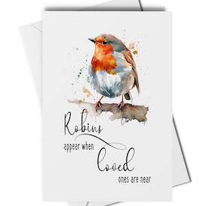 Carte, carte du souvenir, carte du souvenir d'un être cher, carte de deuil, carte du rouge-gorge, carte du souvenir