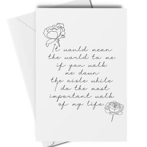 ¿Me acompañarás por la tarjeta del pasillo, me acompañarás por la tarjeta de propuesta del pasillo, papá me acompañará por el pasillo, mamá me acompañará por el pasillo, boda?