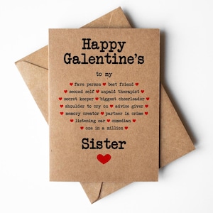 Carte de fête de soeur Galentine, cartes de Saint-Valentin, carte de Saint-Valentin pour soeur, carte de soeur mignonne, carte de meilleure soeur, cadeaux Galentines