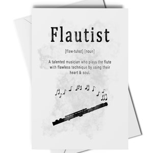 Tarjeta de felicitación de definición flautista, tarjeta para flautista, recuerdo flautista, tarjeta para profesor de flauta, estudiante de flauta, tarjeta de cumpleaños de flautista