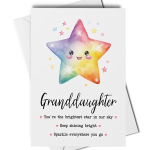 Nieta eres una tarjeta estrella o una impresión de arte, una tarjeta de nieta bien hecha, un regalo sentimental de los abuelos, una impresión de pared de nieta